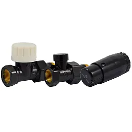 Комплект Schlosser проходной с головкой Мини M30x1,5 DN15 GZ1/2 x GW1/2, Черный