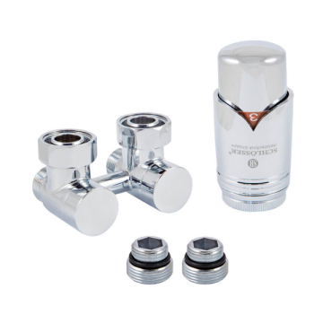 Узел нижнего подключения 50 мм 3/4 x М22x1,5 угловой с термоголовкой, Хром