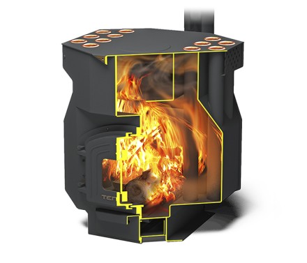 Дровяная трубная отопительная печь ТОП-Драйв-150