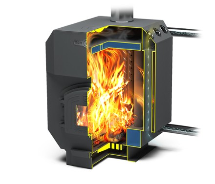 Печь-котёл ТОП-Аква 150 с водяным контуром и чугунной дверцей