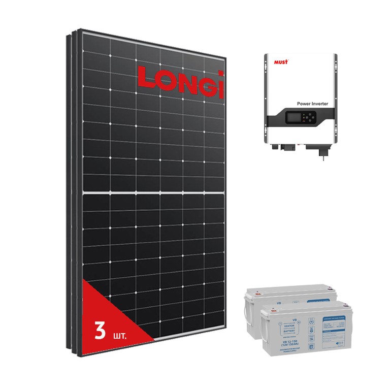 Солнечная электростанция 3 кВт (MUST PV18-3024 VHM, 24В, 150Ач)